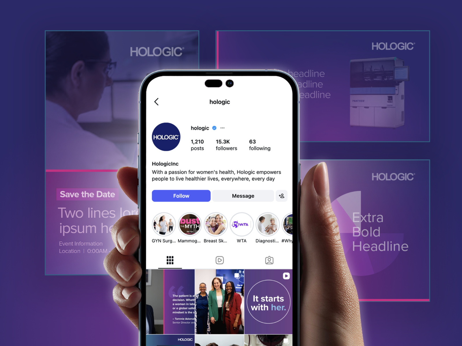 Overview of Hologic social template system showing event, stat, and quote templates